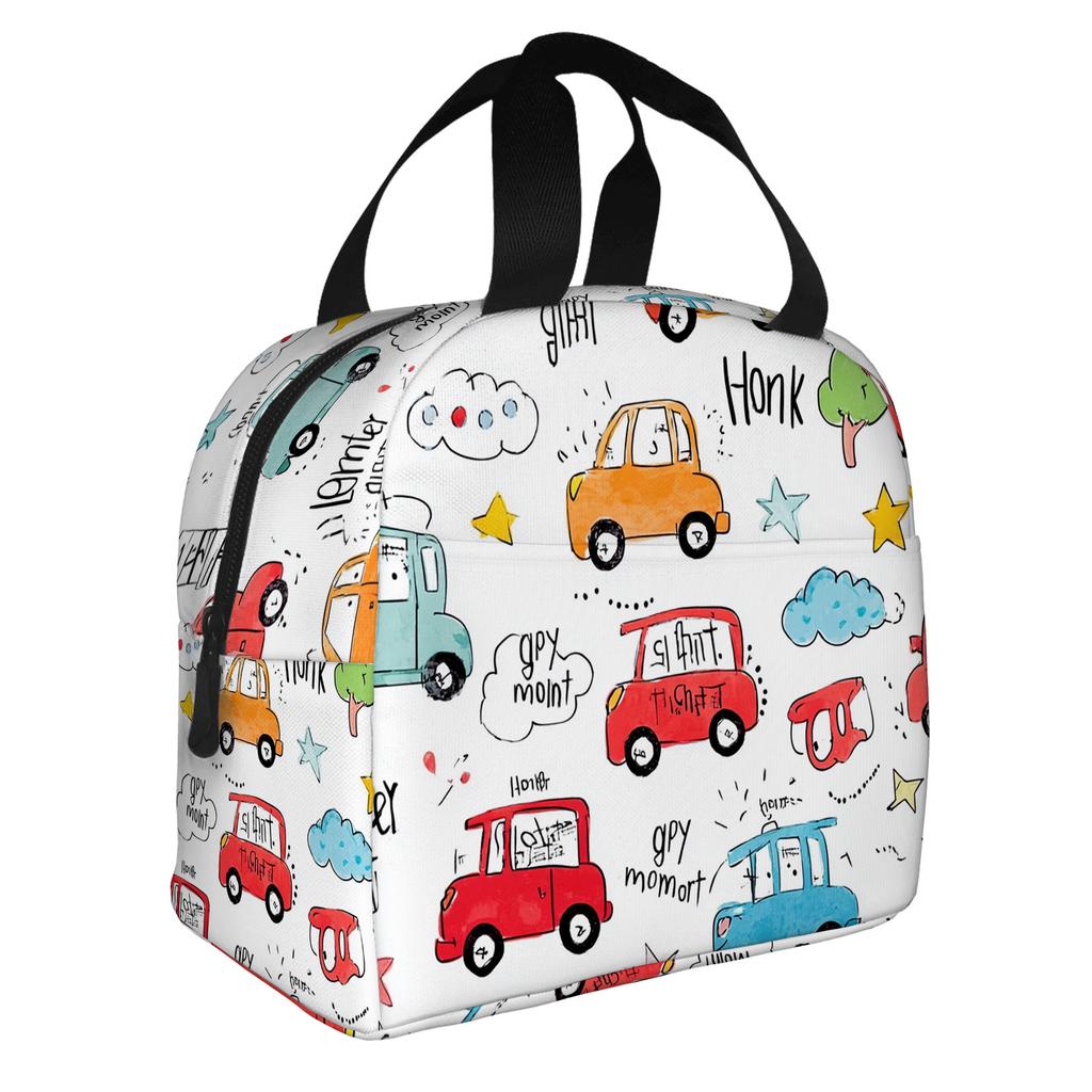 1pc Cartoon Car Pattern Printed Thermal Bag, Insulation Bag, Insulated Bag. Not for Food Contact. Suitable for Home, Restaurant