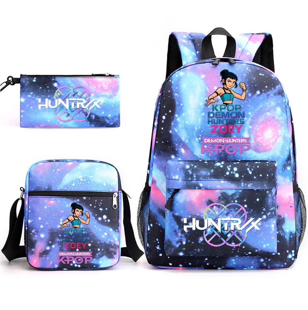 3Pcs/set Anime Cartoon K-Pop Demon Hunters Printed Backpack with Shoulder Bag Pencil Case for Teenager Student Boy Girl Large Capacity School Bag
