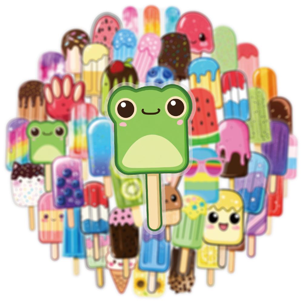 50PCS Transparent PET Summer Popsicle Food Cartoon Stickers DIY Milk Tea Computer Laptop SKIN Stationery Waterproof Stickers