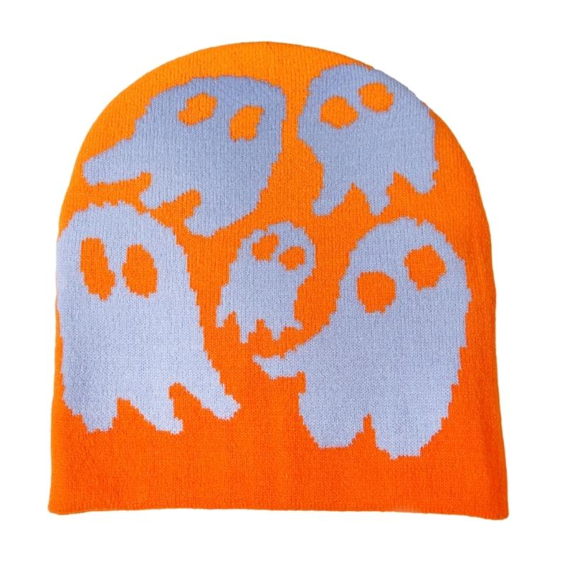 Halloween Skull Hat Unisex Knit Versatile Hat Knit Party Holiday Winter Warm Hat Fun Print Theme