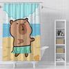 Шторка для душа водонепроницаемая полиэстер краска цветная для ванной Kawaii Капибары домашний декор ванной с крючками