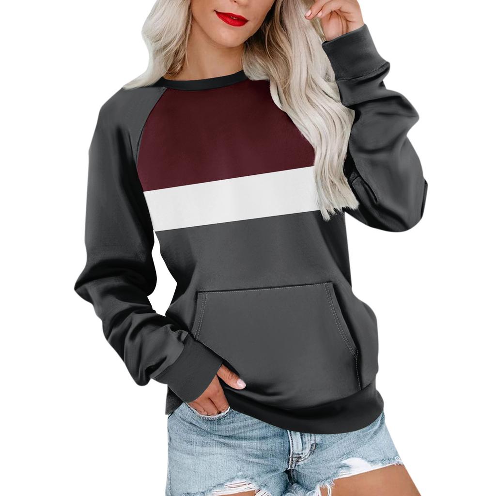 Womens Long Sleeve Sweatshirt Casual Crewneck Cute Pullover Tops Printing Lightweight Sweatshirt With Pocket
