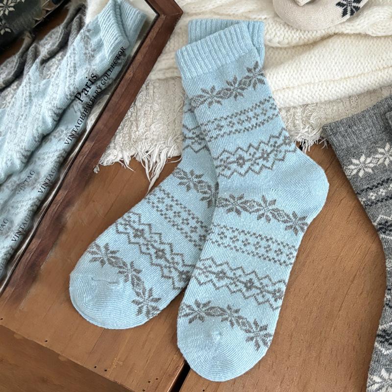 Носки Birkenstock Stack до середины голени Снежинка Зимние Теплые Шерстяные Носки Утолщенные С Винтажными Детскими