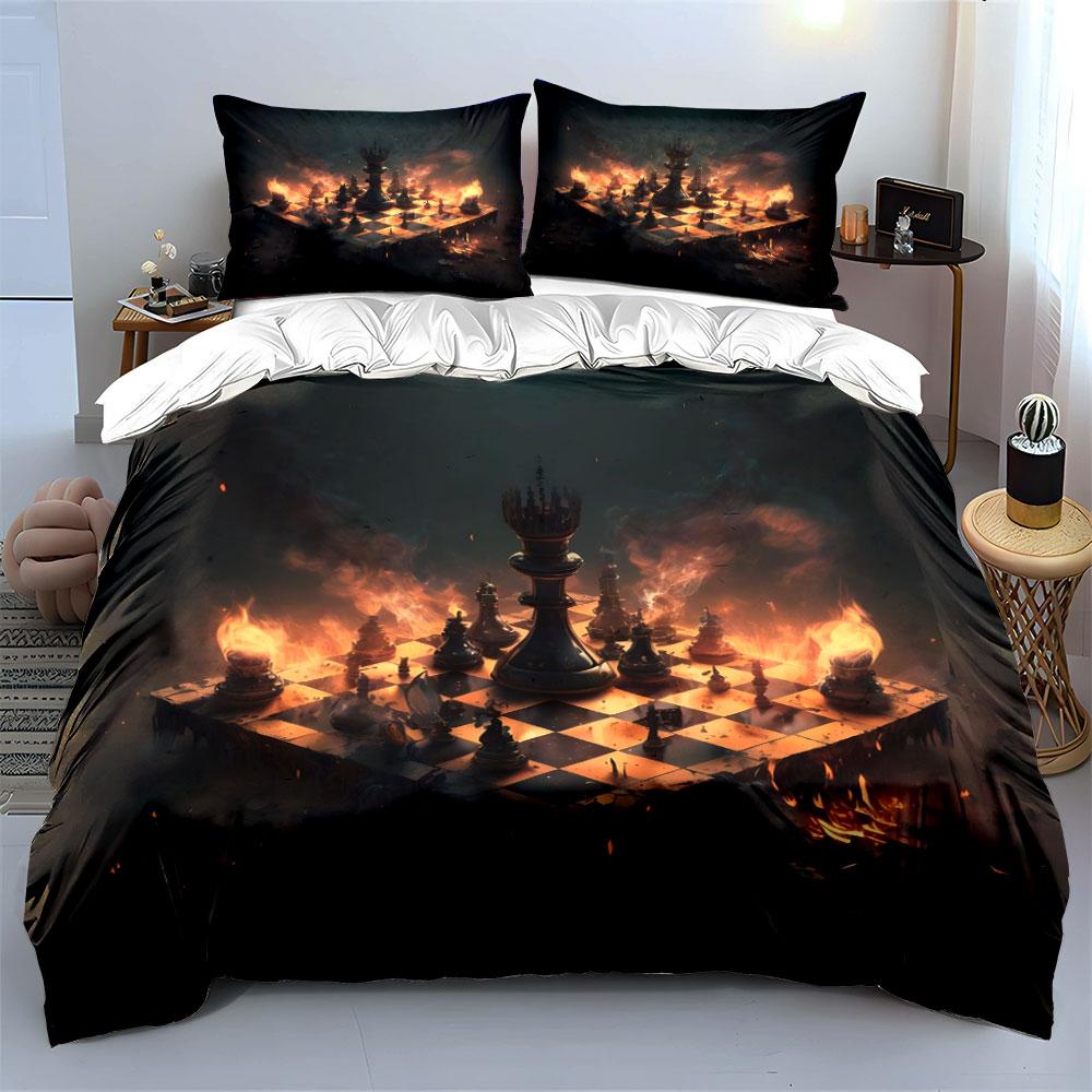 "Fiery chessboard battle." Bedding sets Duvet covers Pillowcases(1* Duvet Cover 2* Pillowcases without duvet insert)