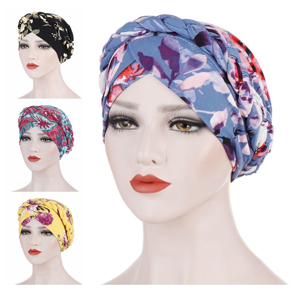 Принт Мягкая Хлопковая Шапка Бини Раковые Химиотерапевтические Шапки Повязка на Голову Женский Мусульманский Тюрбан Женская Коса Хиджаб