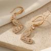 1 Pair Luxurious Heart Shape Cubic Zirconia Dangle Earrings for Women Hook Earring Jewelry Wedding Party Accessories