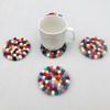 5 Pcs Wool Felt Round Felt Ball Coasters Colorful Handmade Wool Felt Small Cup Mat  Table