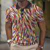 Мужская повседневная рубашка поло с красочным и небрежным линейным узором, 3D цифровая печать