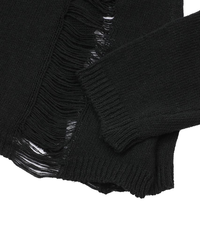 MUCENT Wagon Metal Logo Heart Patch Eyelet Damaged Knit