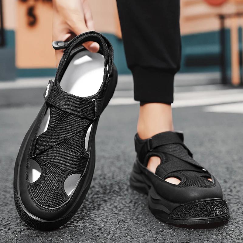 Fashion 2025 NEW Height Platform Street Male Shoes Non-slip Thick Soled Sports Slides Light Outdoor Hiking Shoes Summer Men's Sandals