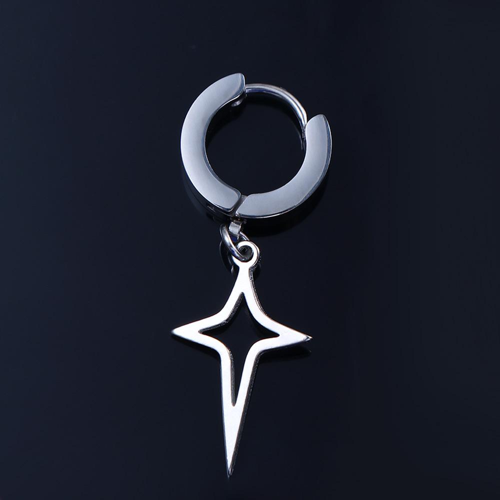 Стальные Модные Украшения Клипса Серьга Мужские Серьги-Кольца Корейский Стиль Кафф для Уха Крест Звезда Висячая Серьга