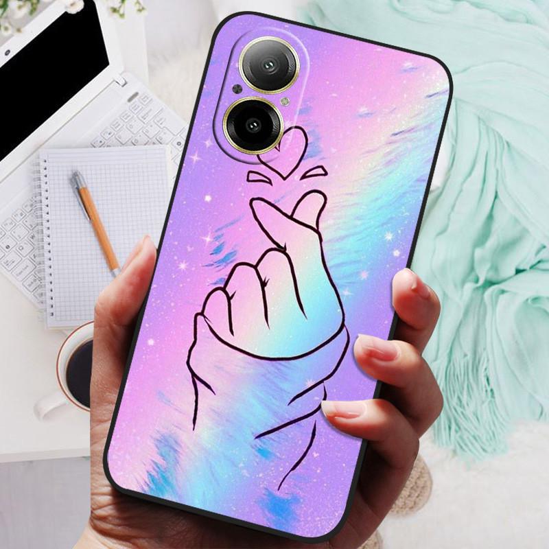 Для Realme C67 4G Чехол RMX3890 Популярный Чехол с Рисунком Цветов Силиконовый Чехол для Телефона Для Realme C67 C 67 RealmeC67 4G Мягкие Чехлы Черный