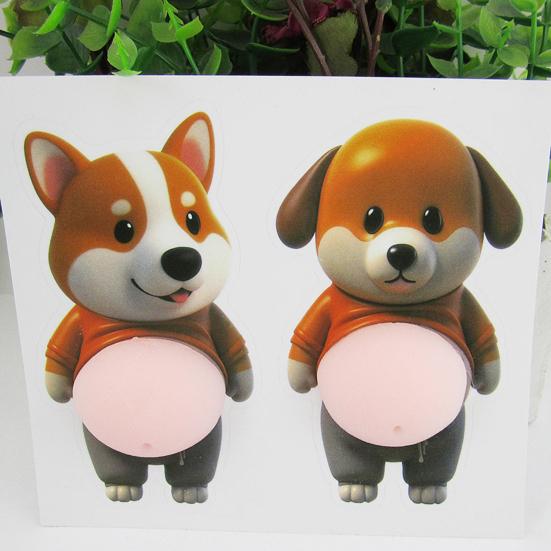 2Pcs Corgi Belly Anti-Collision Sticker Soft Bumper Guard Car Door Table Corner Protector Stress Relief Toy Self-Adhesive Decoration Sticker