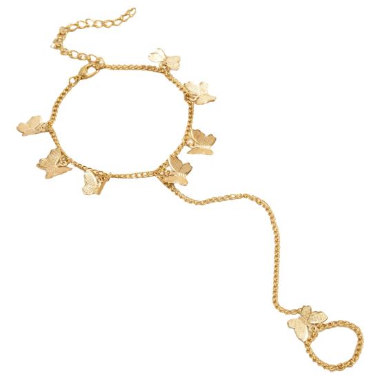 Женский браслет в форме бабочки из нержавеющей стали, индивидуальный однотонный женский аксессуар для кольца на палец