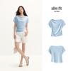 Женская летняя облегающая футболка Semir с плиссировкой и воротником-хомутом