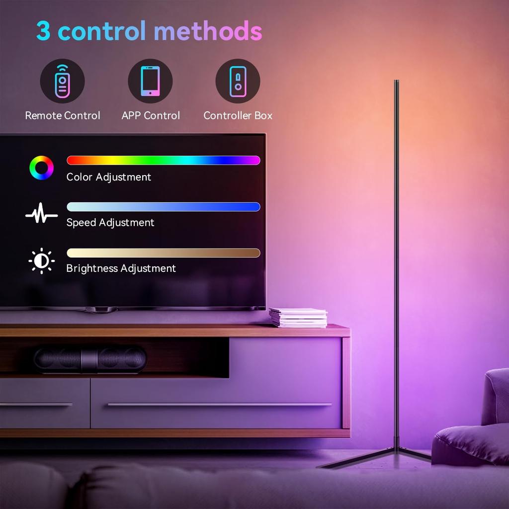 Xiaomi 2 шт./1 шт. Светодиодный напольный светильник, 160 см/63 дюйма, RGB-светильник для угла, работает с приложением/пультом дистанционного управления, умный угловой светильник с 16 миллионами цветов DIY,