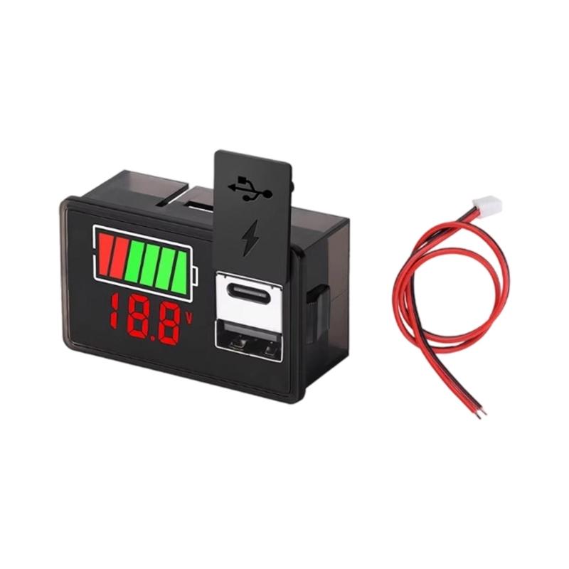 USB/Type C Port Battery Charge Indicator Meter For Leads Acid Lithiums Batteries Real Time Voltages Monitoring Devices