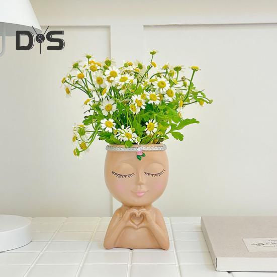 Цветочный горшок в виде лица в стиле Love Girl Head Plant Pot Small Lady Face Planter для суккулентных комнатных и уличных растений, центральный элемент рабочего стола для гостиной