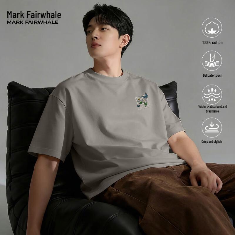 Mark Fairwhale Мужская дышащая футболка с коротким рукавом из чистого хлопка