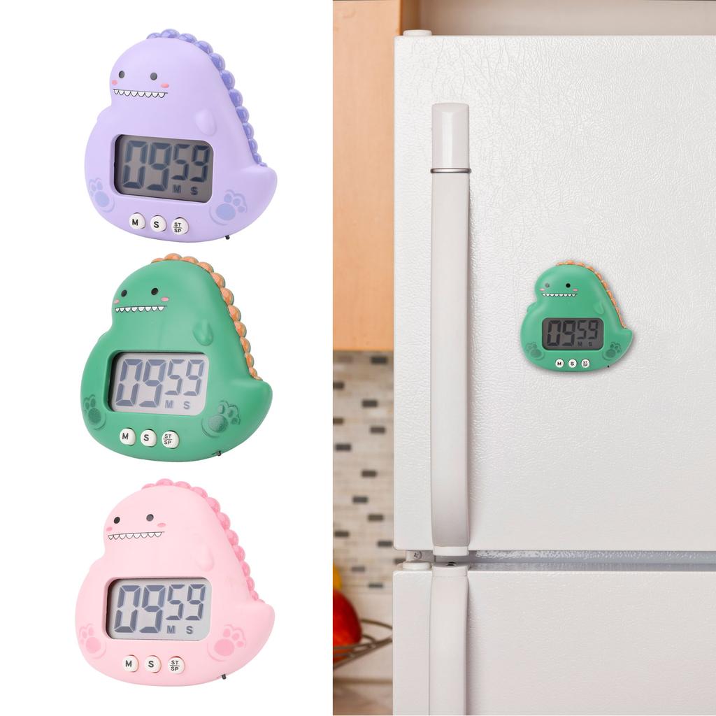 Милый детский таймер с динозавром, большой ЖК-дисплей, громкий будильник, цифровой кухонный таймер, магнитный таймер обратного отсчета