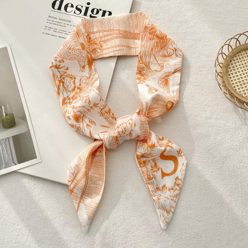 Long Silk Scarf Atmosphere New Thin Narrow Tie Bag Gift Strap Headband Small Tie