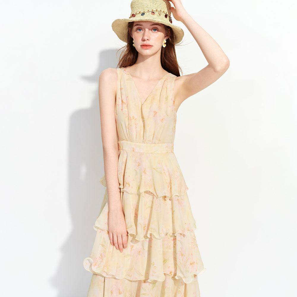 Wednesday Delight Wd_Watercolor Floral Maxi Dress_Yellow