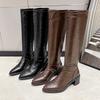 Женские сапоги-ботфорты на высоком каблуке в французском стиле 2025 Новые осенне-зимние темпераментные сапоги с острым носком в стиле ретро