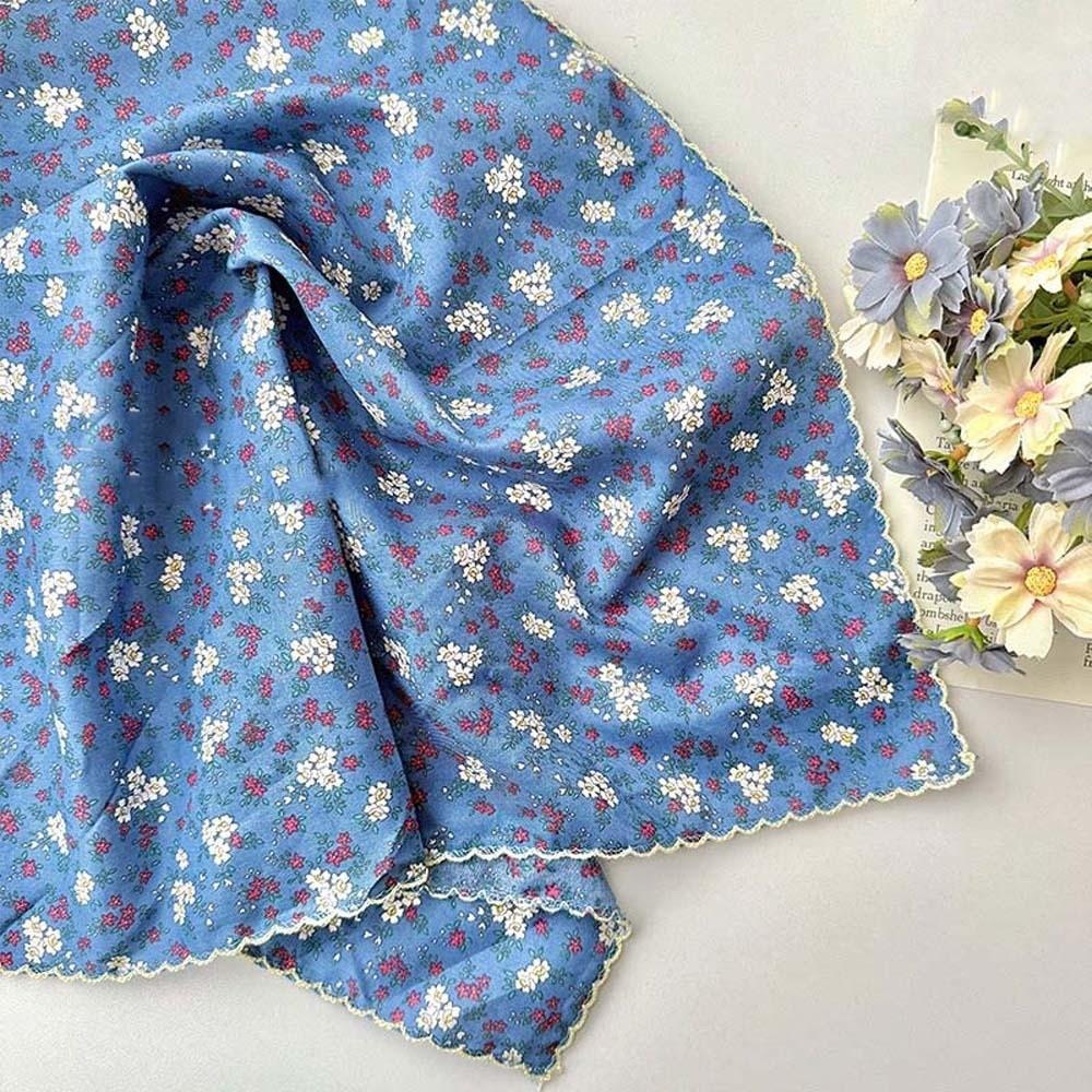 for Gift Breathable Small Square Scarf Sunshade Sweet Floral Patterned Headscarf Hair Band Headband Square Handkerchief Spring