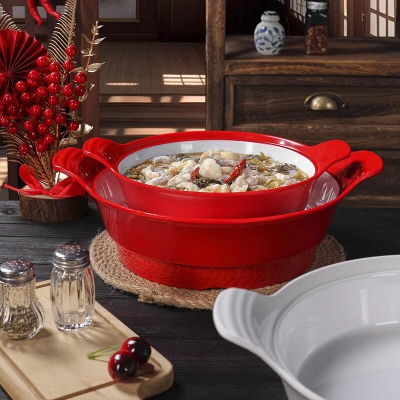 Меламиновая сервировочная миска Xiyao A5 с двумя ручками для ресторана