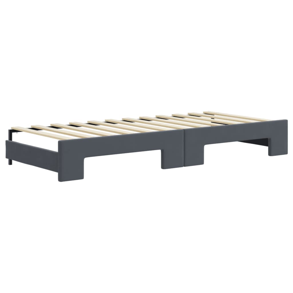 Extendable Daybed with Drawers Dark Grey 80x200 cm Velvet