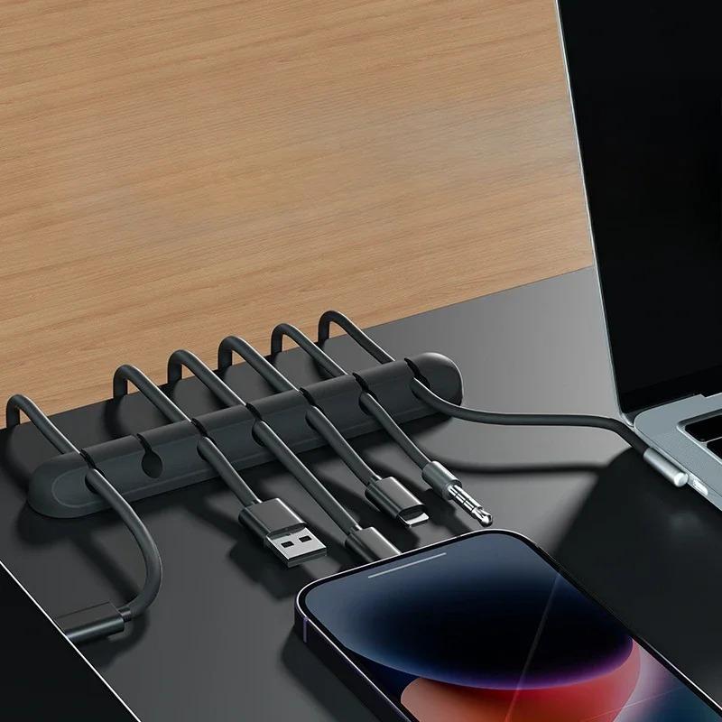 Органайзер для USB-кабелей Силиконовый держатель для намотки кабелей Настольные зажимы для аккуратного хранения Держатель для кабелей мыши, клавиатуры, наушников Органайзер для проводов