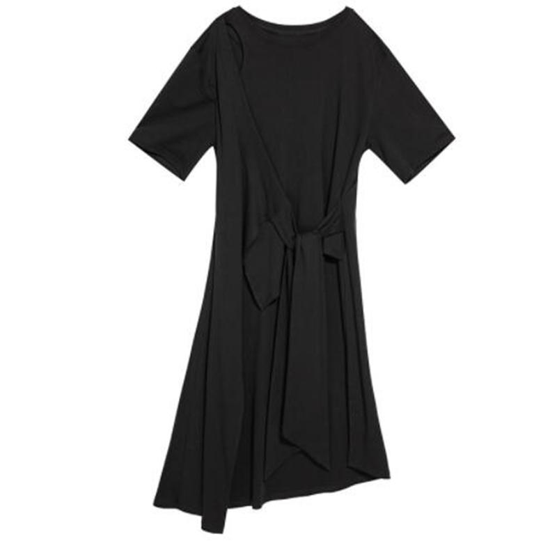 Xitao Нерегулярные длинные футболки, индивидуальный модный бандажный женский повседневный топ HQQ0926