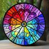 2d Плоская 20*20см Круглая Деревянная Мандала Цветное Стекло Настенное Искусство, Подходит для Дома, Гостиной, Кофейни, Офисного Декора, Очень Подходит для Комнаты