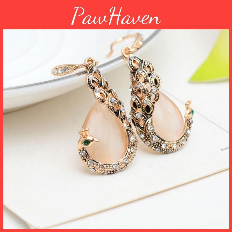 Вневременной женский набор кристальных украшений с потрясающим дизайном павлина: ожерелье и серьги для всех