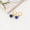 Lapis Lazuli Earrings Blue Stone Earrings Smooth Round Simple Drops Beaded Goldtone Accents Designed for Adult Women and Teen Girls