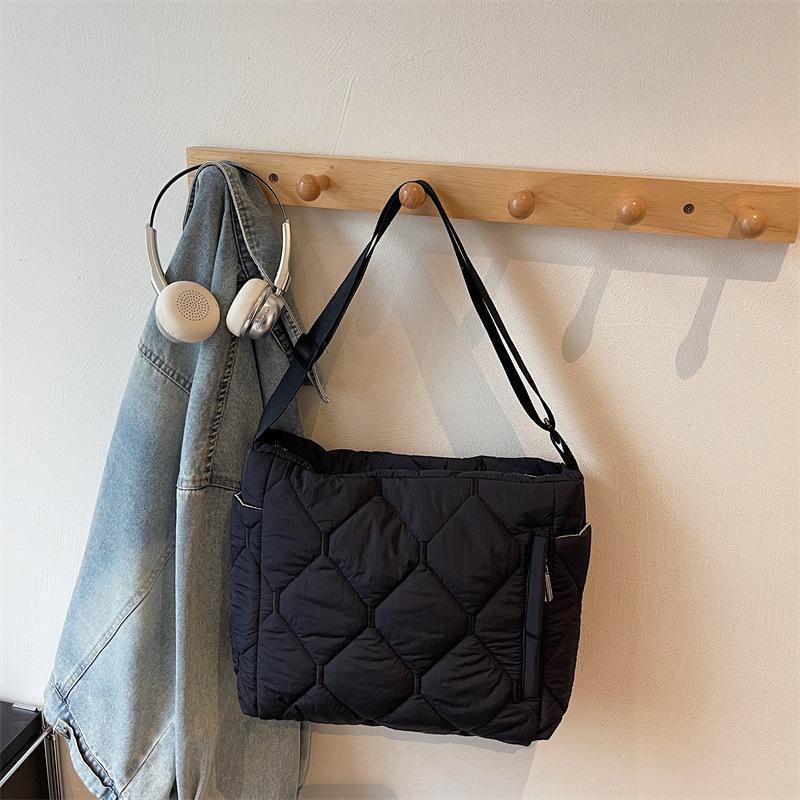 Повседневная хлопковая сумка большой вместимости женская осенне-зимняя новая модная ромбовидная сумка-тоут через плечо, сумка-мессенджер