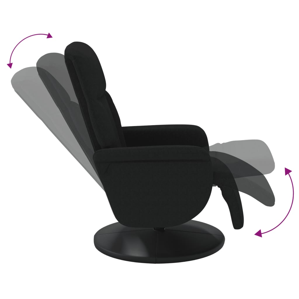 Recliner with Footrest Black Velvet