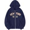 Womens Letter Print Hooded Sweatshirt Fleece Lined Zip Up Casual Sports Long Sleeve Outerwear
