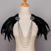 Женская черная накидка-шаль из перьев, готический пелерин-болеро из перьев, пончо с воротником, костюм ведьмы для косплея на Хэллоуин, карнавал