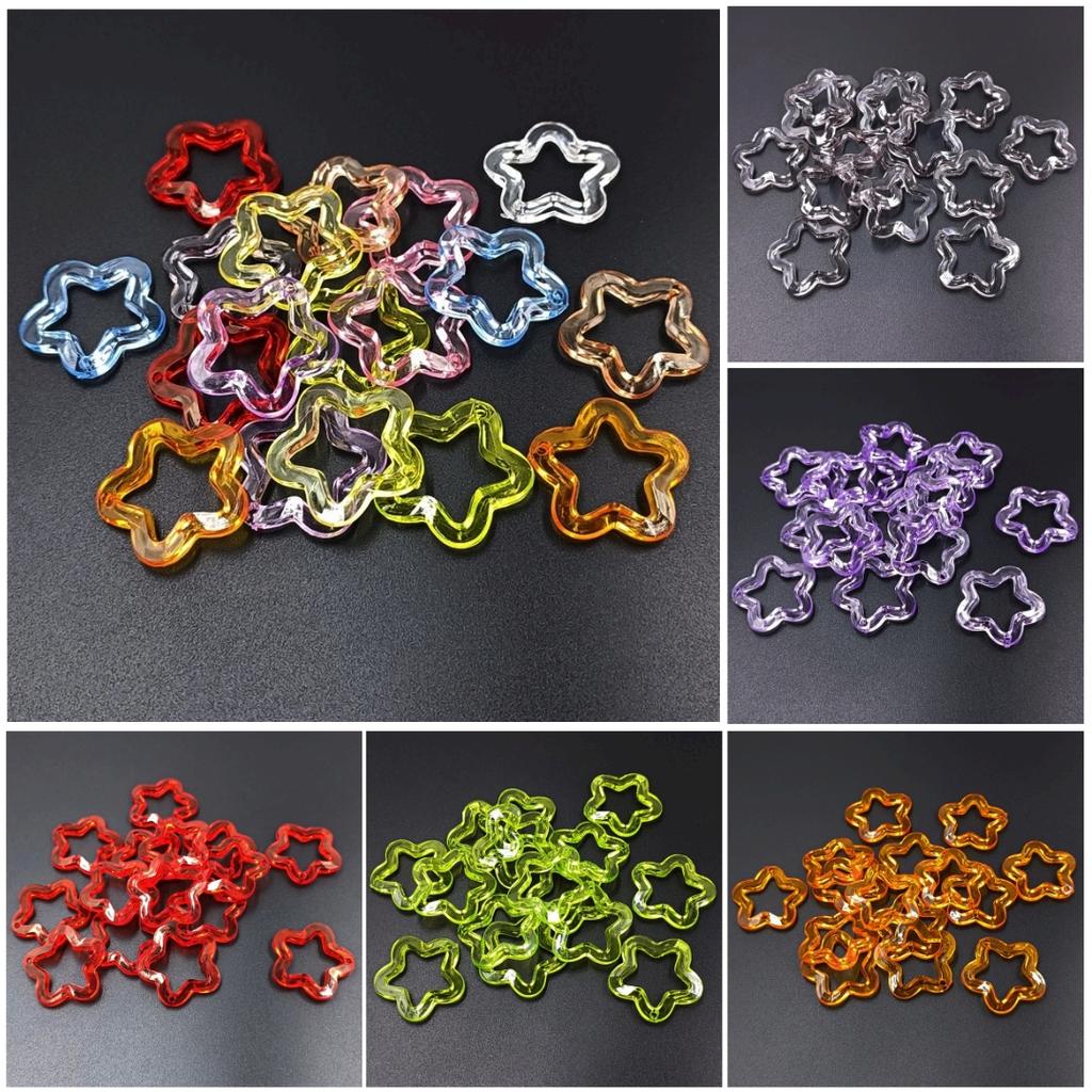 Material Creative Handmade Acrylic for Bracelet Earring Making 30mm Star Loose Beads 10Pcs Pentagonal Pendant Transparent Charms Fashion  Accessories