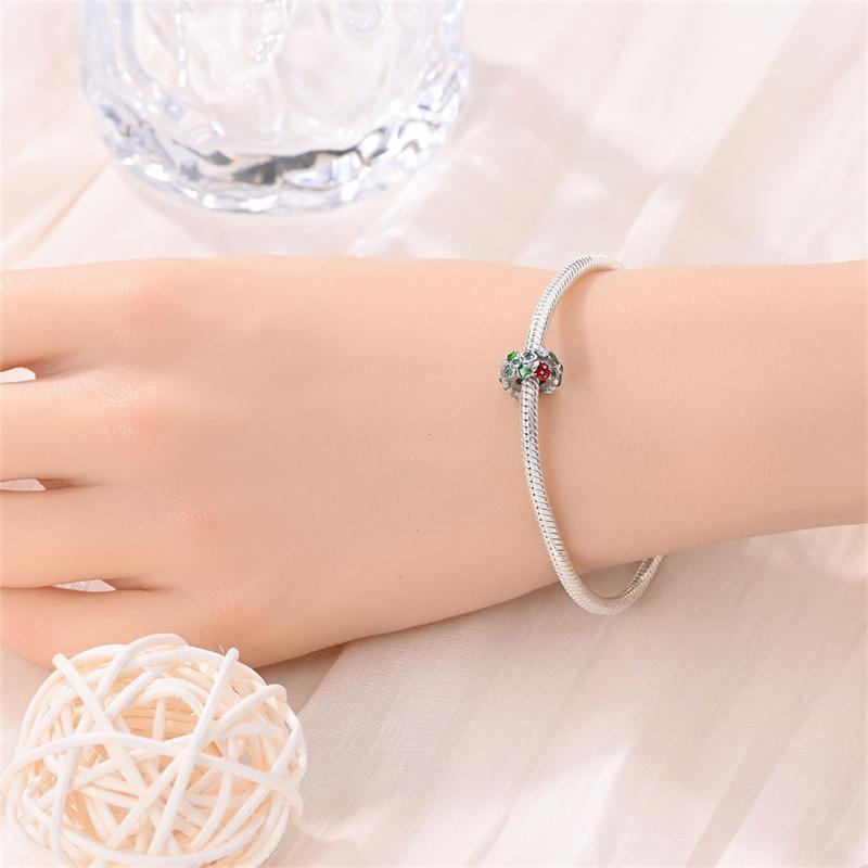 Новинка Медный цвет Зеленая серия Подвеска Четырехлистный клевер Подходит для браслета Pan Шарм для DIY Женские украшения