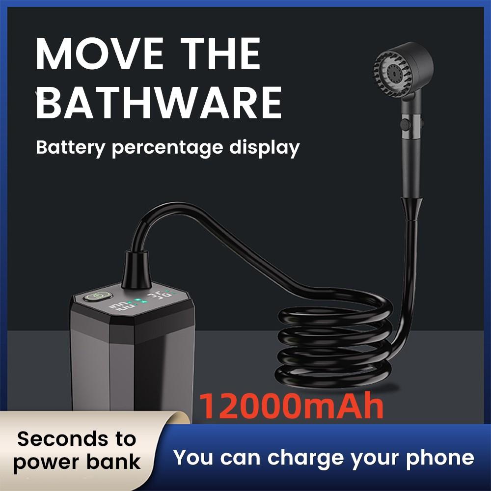 Походный душ-насос RV Набор для душа на открытом воздухе Походный душ Полноэкранный Интеллектуальный цифровой дисплей Регулируемый 6000 мАч Набор для душа