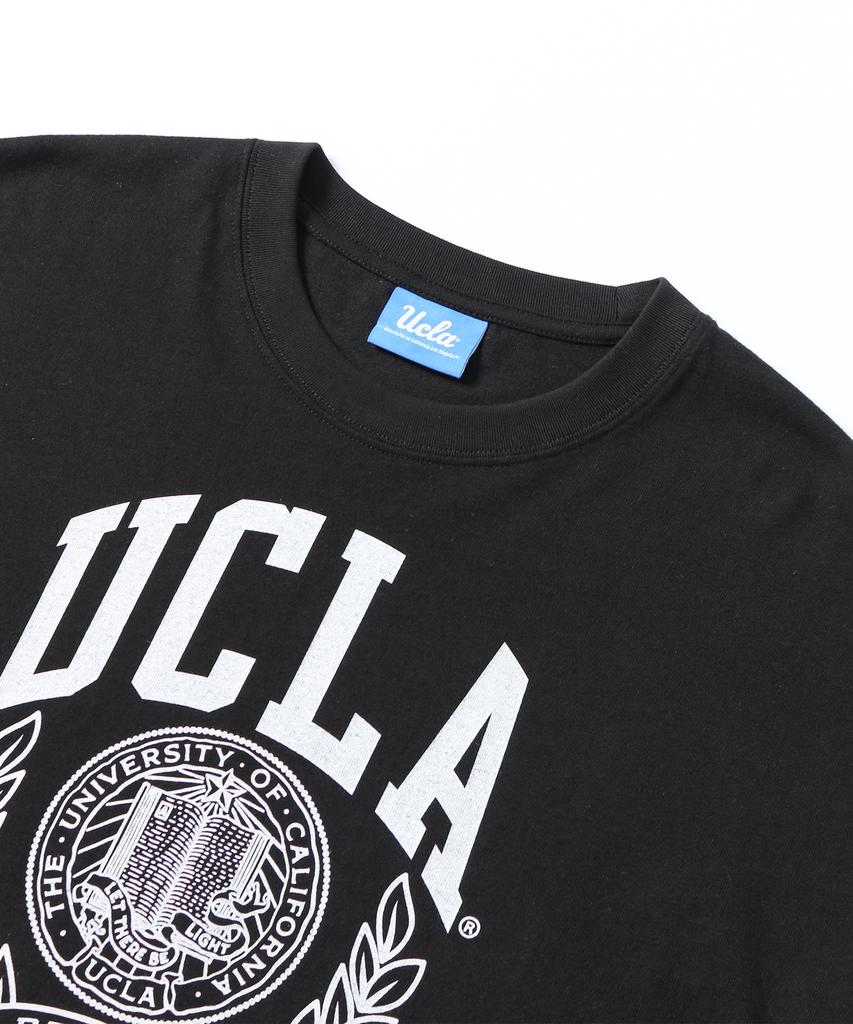 Женская укороченная оверсайз футболка UCLA с большим логотипом-гербом [Черный] (Ub5St51)