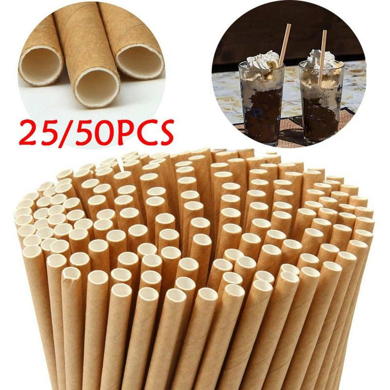 25/50 шт. одноразовые бумажные трубочки для детского душа, свадьбы, дня рождения, украшения, принадлежности, винтажные трубочки для питья
