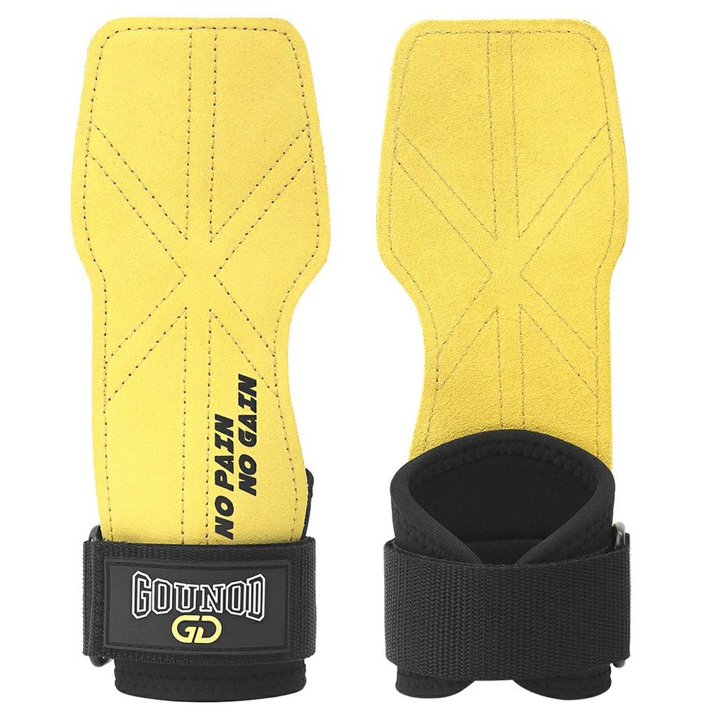 GOUNOD 1 Pair Weightlifting Gloves Double Layer Cowhide Leather Palm Protector Anti Slip Wrist Support