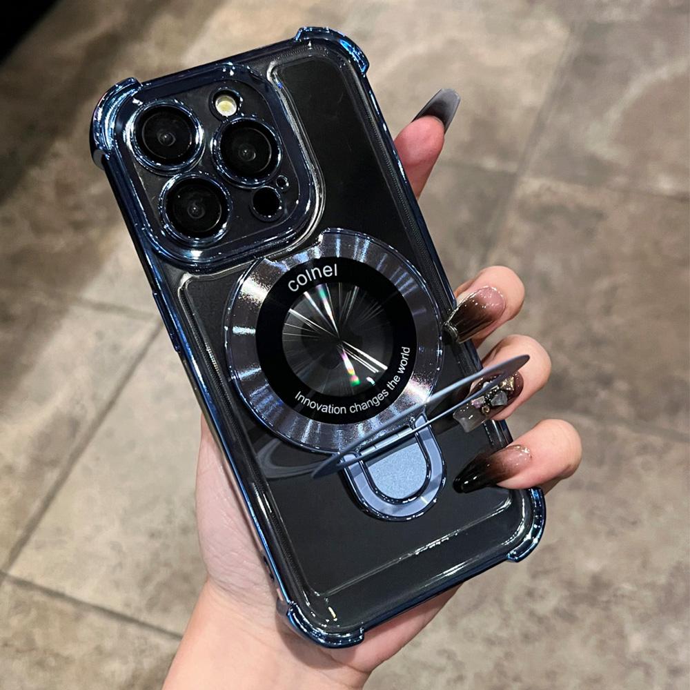 Покрытие Магнитное кольцо кронштейн Прозрачный чехол для iPhone 15 14 Plus 13 12 11 Pro Max для Magsafe Подставка держатель Ударопрочный чехол