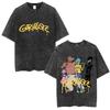 Футболка Мужская Одежда в Топ Футболки Женская Футболка Camisetas Стиранная Винтажная Рок-группа Gorillaz Тур The Mountain Одежда Мужская