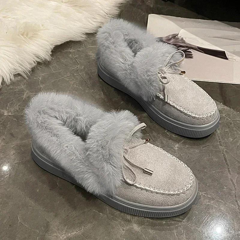 Модные леопардовые снежные пушистые сапоги женские зимние теплые хлопковые туфли 2024 модные ботильоны на платформе с плоской подошвой короткие плюшевые замшевые ботинки женские