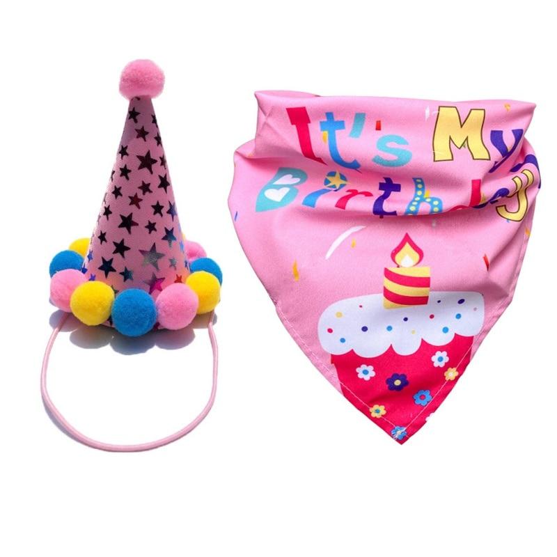 Pets Happy Birthday Decoration Dog Costume Hats Bowknot Bandana Neckerchief Bibs Banners Party Cat Dog Pets Accessories