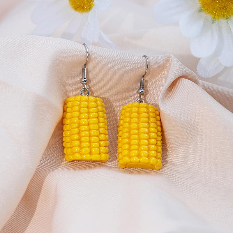 Уникальные серьги из зеленой растительной смолы — индивидуальный дизайн с кукурузой и брокколи